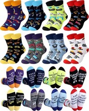 8 Pairs Gaming Socks for Teen Boys - Game Themed Cotton Crew Socks