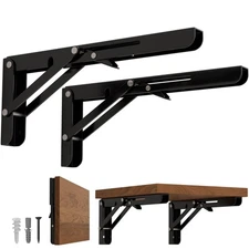 8 Inch Folding Shelf Brackets, Heavy Duty Wall Mounted Shelf Bracket, 2 Pack New