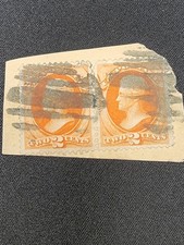 1870s US #178 #183 Andrew Jackson 2c Orange Used Pair Fancy Cancel.