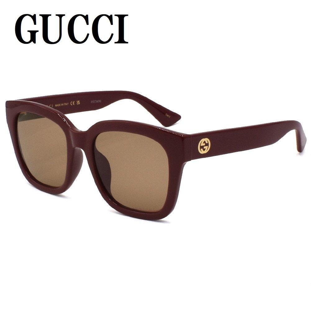 GUCCI GG1338SK 004 Burgundy Brown Asian Fit Unisex Sunglasses New Auth Italy
