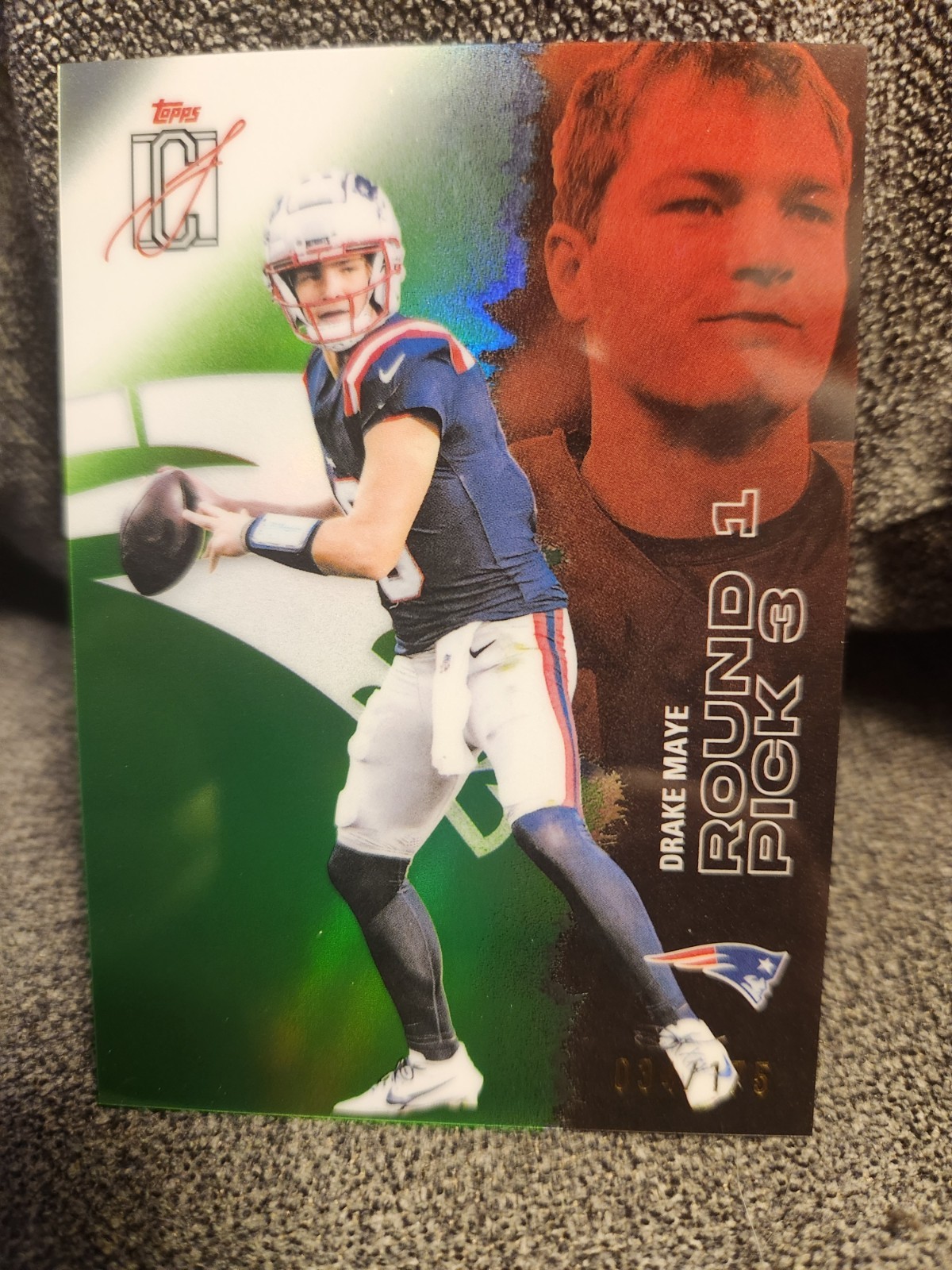 Drake Maye 2025 Topps Signature Class Lime Green Parallel Card Patriots #/175