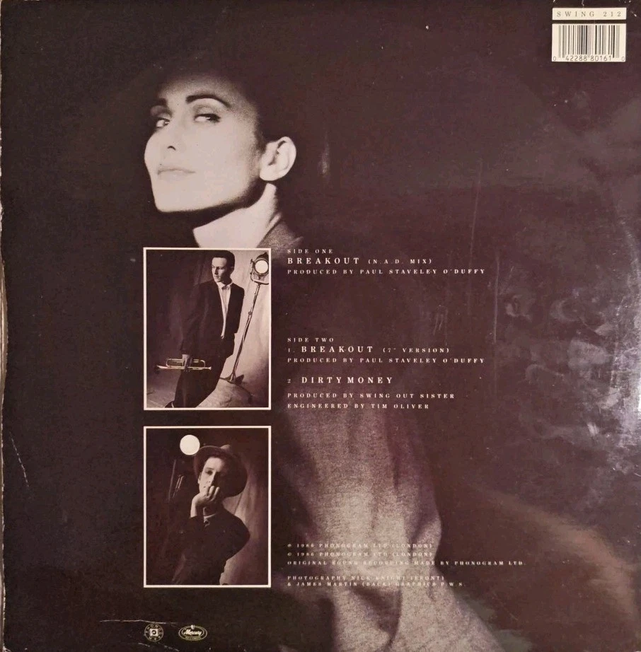 Swing Out Sister ‎Breakout Vinyl Record VG/G+ SWING 212 1986 - Image 2 of 2