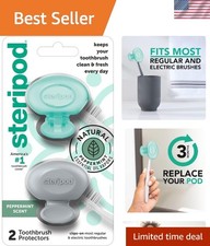 2-Pack Clip-On Toothbrush Protector with Peppermint Aroma - Fits All Brushes