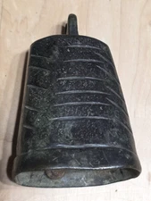 Antique Primitive Handcrafted Cow Goat Iron Wood Bell Ottoman Middle Eastern