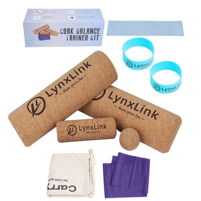 Cork Balancing Board Foot Restoration and Balance Kit with Massage Ball Brown 