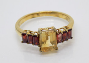Authentic Karis STS Citrine Garnet Gold Plated Ring size 9.5