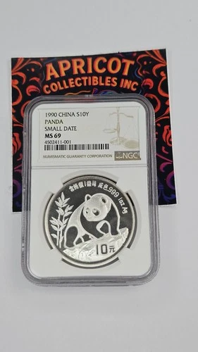 1990 China Silver S10Y Panda NGC MS69 Small Date
