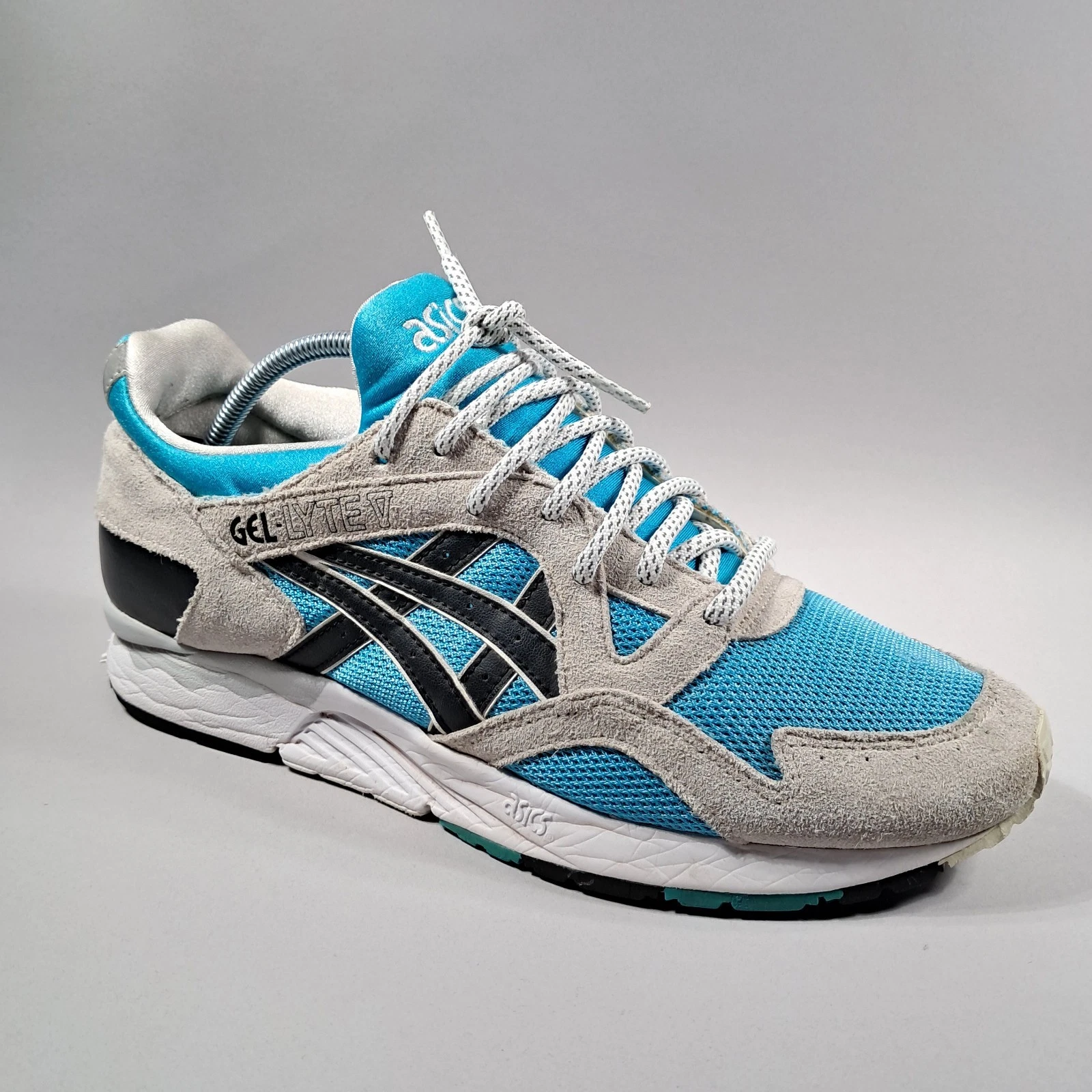 Scarpe da ginnastica Asics Gel Lyte V taglia UK 8 blu turchese e grigio sneakers