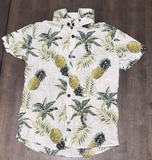 Boys Pineapple Hawaiian Short Sleeve Button Up Shirt Size 8