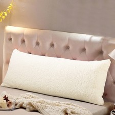 Sherpa Body Pillow Cover 21"x54" Zipper Closure Cream