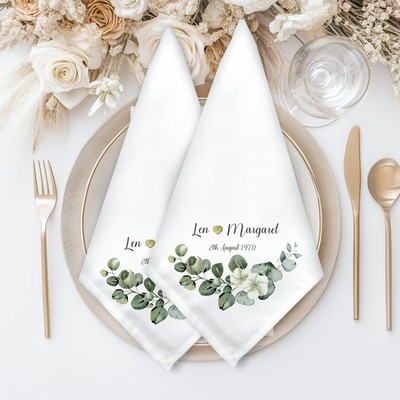 Personalisiertes elegantes Stoffservietten-Set Hochzeit, Tischkleidung, Jubiläumsgeschenk