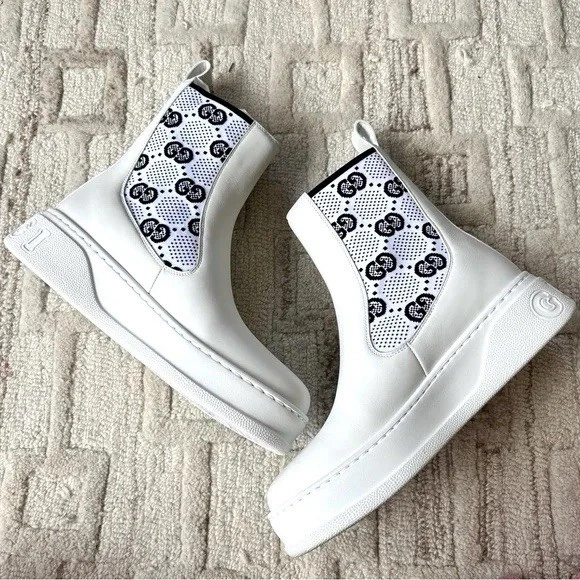 Botas Chelsea Gucci GG Jersey para mujer nuevas con etiquetas en blanco talla 39,5 EE. UU. 9,5 $1.295 Foto 2 de 4