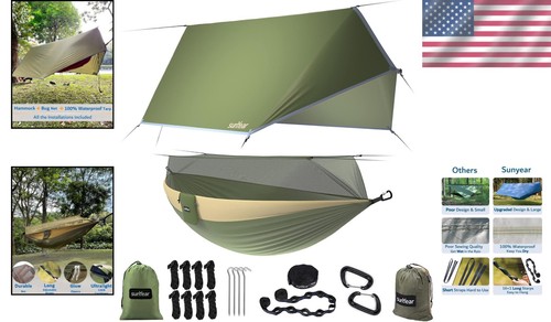 Ultralight Portable Hammock with Rain Fly & Accessories for Camping Adventures - Picture 2 of 9