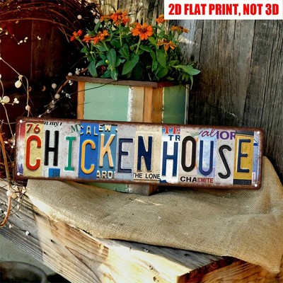 Funny Chicken House Sign Farmhouse Wall Decor Vintage Metal Tin Signs Home Decor
