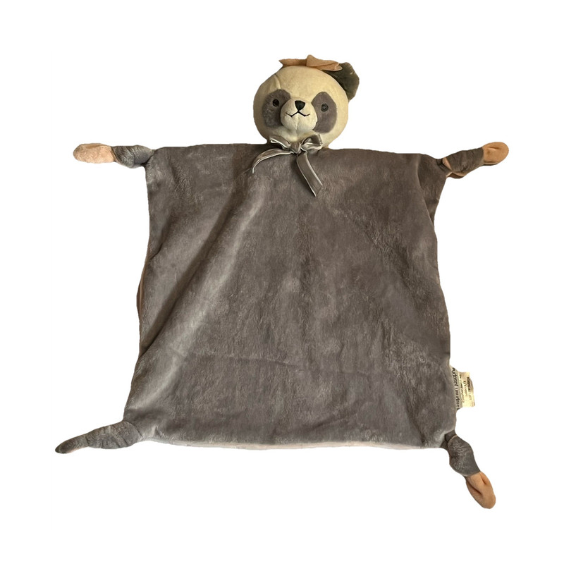 Plush Bear Lovey Security Blanket Gray Beige Unisex Easy Care