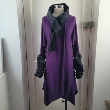 Kontrast Purple Long Cardigan Cardi-coat Cotton Blend Arty Quirky Size Large