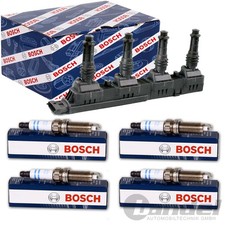 BOSCH ZÜNDSPULE + 4x BOSCH ZÜNDKERZEN passend für OPEL AGILA  ASTRA G H CORSA D