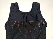 GK Elite Leotard Tank Metallic Red Design Print Dance Gymnastic Competition CM