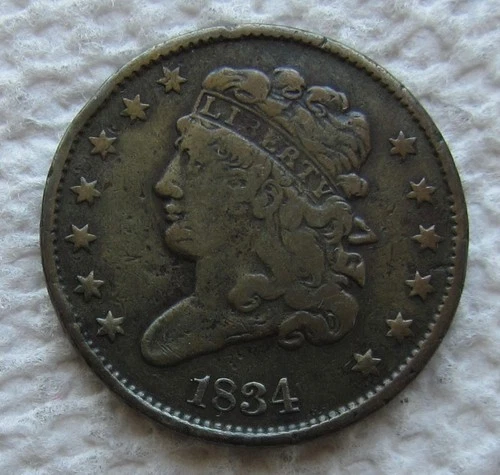 1834 Classic Head Half Cent — photo from the most recent tracked eBay sale