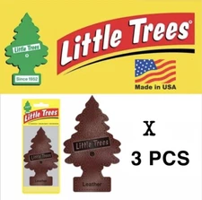 Leather Scent Air Freshener 10290 Little Trees MADE IN USA Pack of 3
