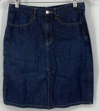 Banana Republic Women Skirt Size 6 Blue Denim Dark Wash High Rise Front Slit