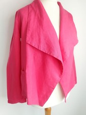 Eva Tralala Linen Jacket Size Uk 12/14 Pink Lagenlook Waterfall Open Summer