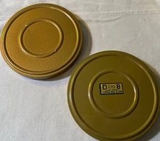 Vintage Dual 8 Metal Empty Film Reels And Container Cases Lot Of 2