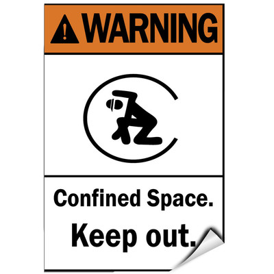 Warning Confined Space. Keep Out. Hazard Sign LABEL DECAL STICKER