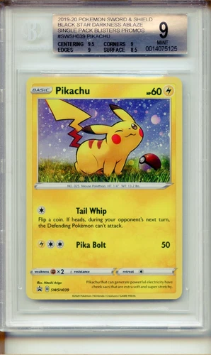 BGS 9 Pikachu Holo SWSH039 21 General Mills 25th Anniversary Pokemon Card.