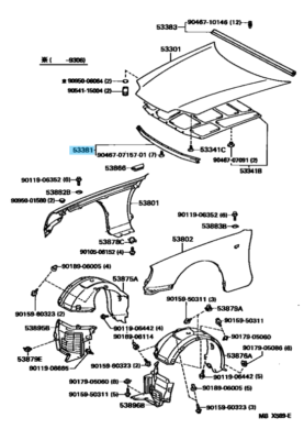 TOYOTA SUPRA JZA80 93-98 Genuine Hood To Radiator Support Seal