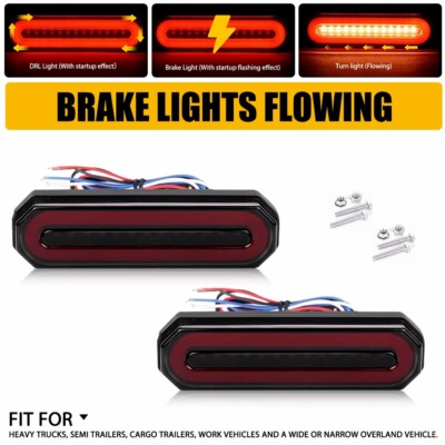 #ad 2x Red Amber 5quot; Oval LED Truck Trailer Brake Stop Flowing Turn Signal Light DRL $18.04
