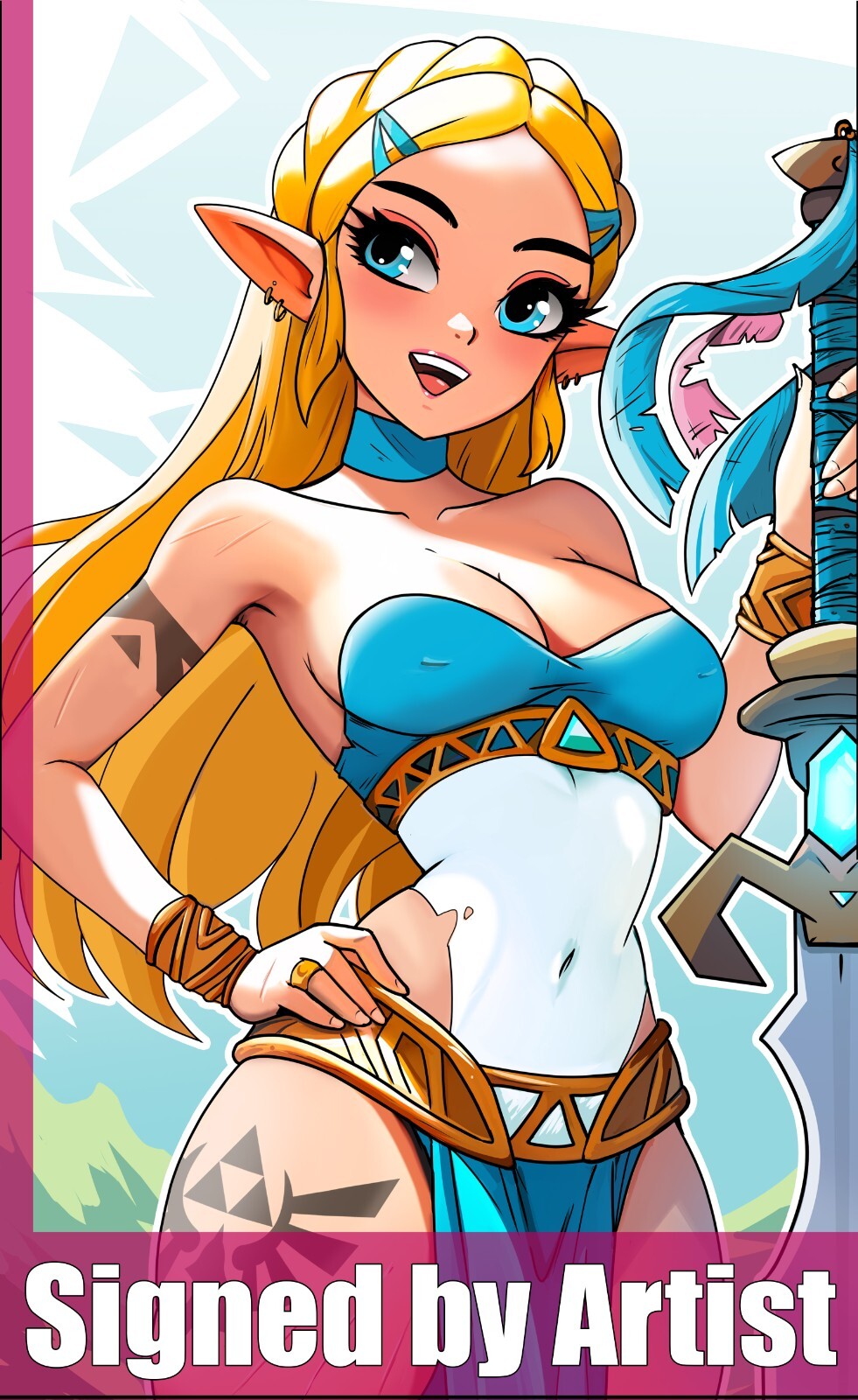 Princess Zelda 11x17, Videogame art, print signed by artist Jason Oakes