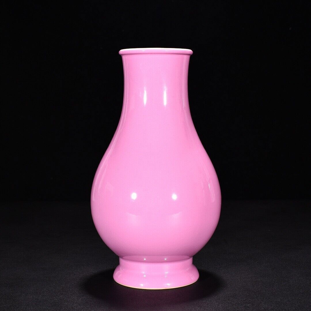Botella respeto castaño agua esmalte rosa Qing Yongzheng antigua China 9""
