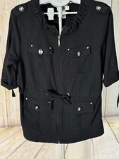 CJ BANKS Plus SZ X Or 14 W,  HALF SLEEVE COTTON Blend ZIP FRONT UTILITY JACKET