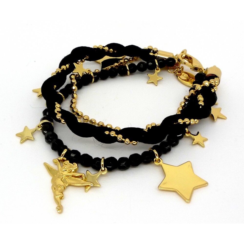 Disney Couture Tinkerbell Gold and Black 14ct Gold Plated Bracelet