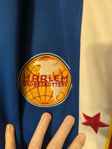 Harlem Globetrotters Platinum Fubu Red White Blue Breakaway Pants Vintage Size L - Picture 2 of 11