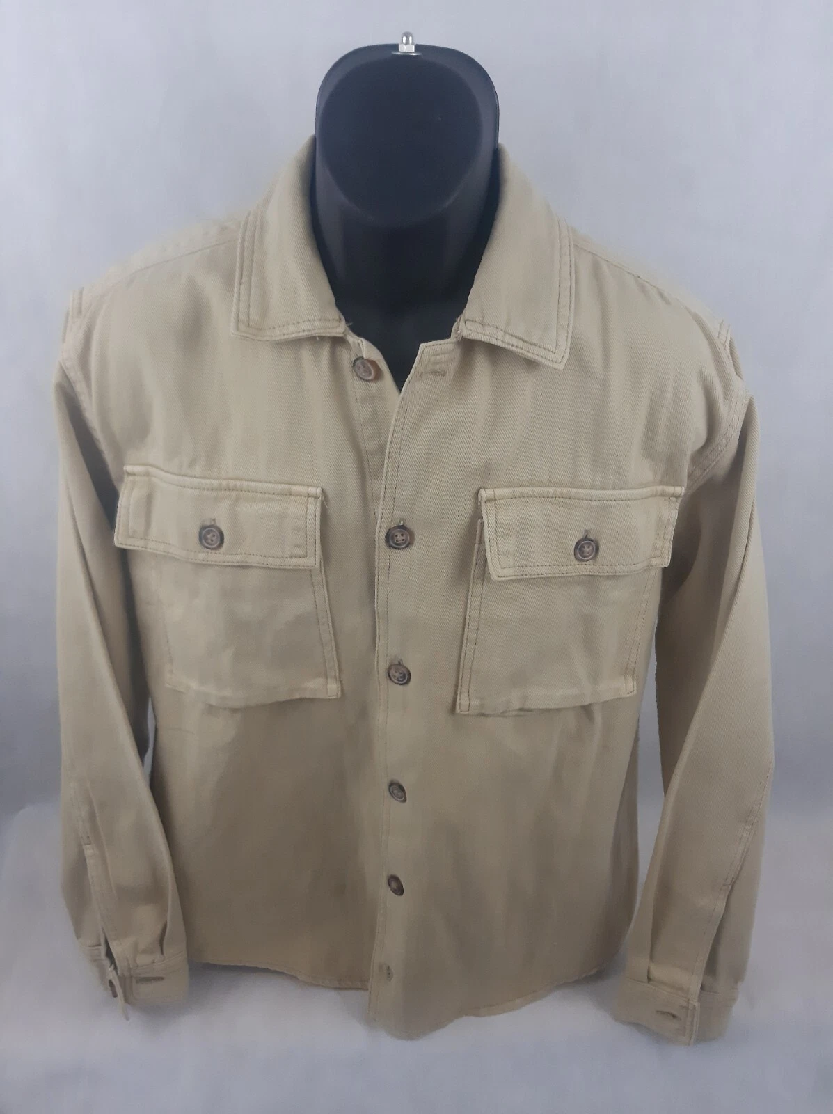 Buffalo David Bitton Men's Camel Denim Button Coat Jacket Size L $109 NWT