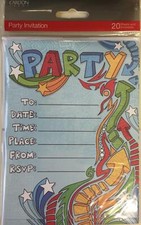 Lot de 20 invitations de fête rétro bleues de qualité avec enveloppes par Carlton Cards