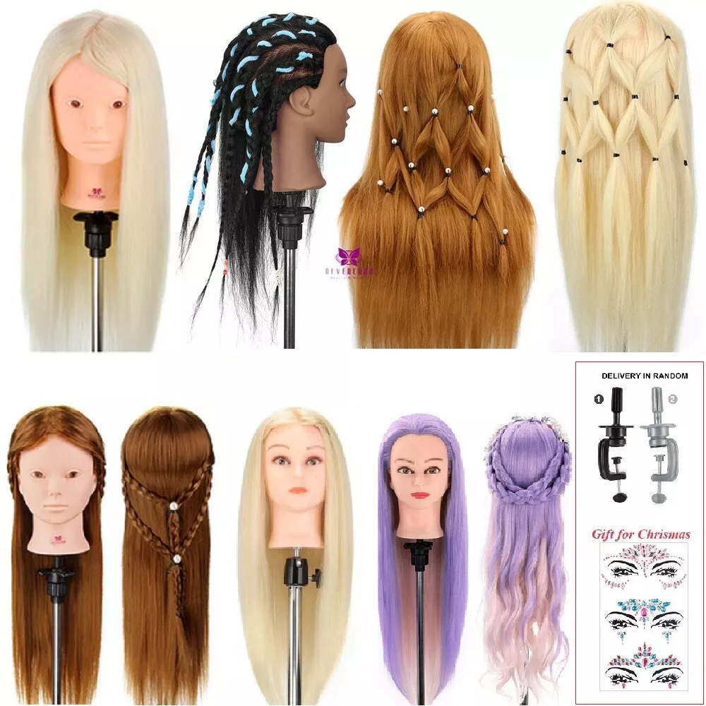 100 Real Hair Training Head Salon Styling Hairdressing Mannequin