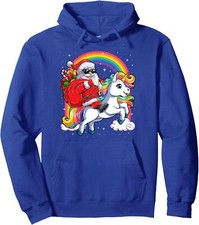 Unicorn Santa's Rider Boy Funny Cool Christmas Design Unisex Hooded Sweatshirt