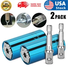 2PC Universal Socket Wrench Magical Grip Alligator Multi Tool with Drill Adapter