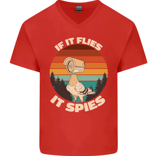 If Flies it Spies Verschwörungstheorie Vögel lustig Herren V-Ausschnitt Baumwolle T-Shirt - Bild 2 von 21