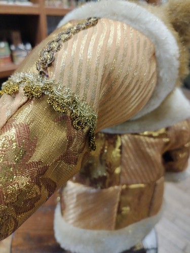 GROSSER Vintage Plüsch GOLD Sammlerstück Weihnachtsbär auf Holzständer & Schneemann 20 Zoll - Bild 16 von 21
