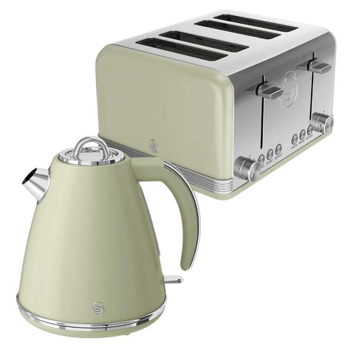 Swan Retro Green Kettle and Toaster Set eBay