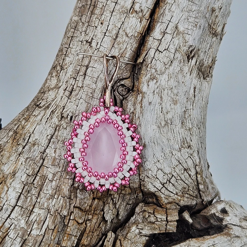 Anhänger Kettenanhänger Damen Schmuck Rosa Weiß Swarovski Elements Handmade - Bild 3 von 4