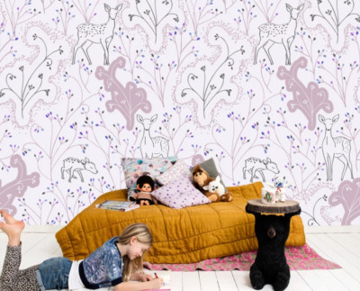 3D Branch Fawn ZHU2473 Wallpaper Wall Mural Print Removable Self-adhesive Amy