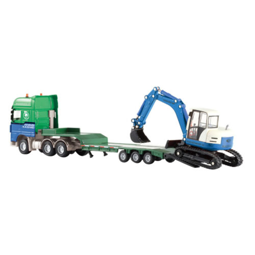 1/50 Cab Rotation Alloy Flatbed Trailer Loaded Truck Excavator Digger Loader B - Picture 1 of 12