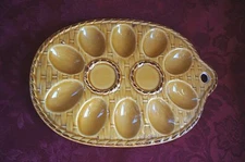 SMALL CERAMIC DEVILED EGG PLATTER: MADE IN JAPAN