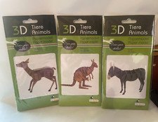 Lot of 3 3D wood Paper Model Donkey Fawn Kangaroo Fri Dolin DIY Craft Germany