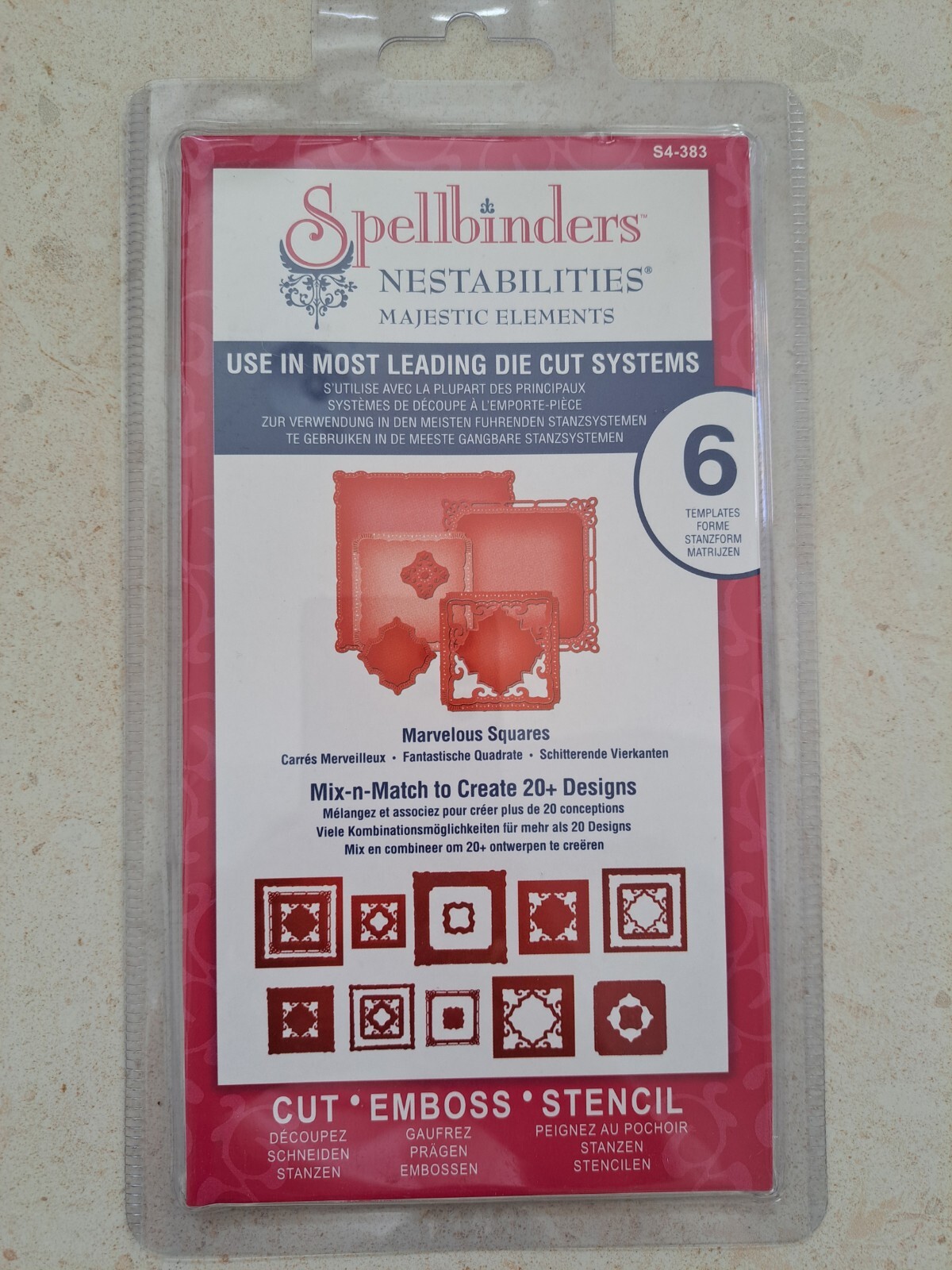 Spellbinders NESTABILITIES Marvelous Squares 6 Dies Majestic Elements BNIP